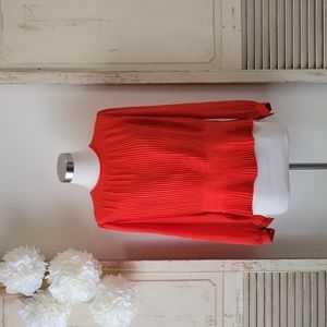 Philippe Ronsand paris pleated front, longsleeves orange blouse women's size 36